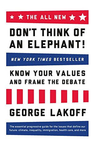 Book cover of George Lakoff's "Don't Think of an Elephant!"