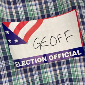 Close up of nametag that has 
